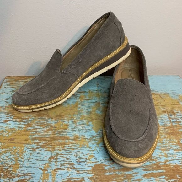Adam Tucker Shoes - Adam Tucker gray suede slip on loafers